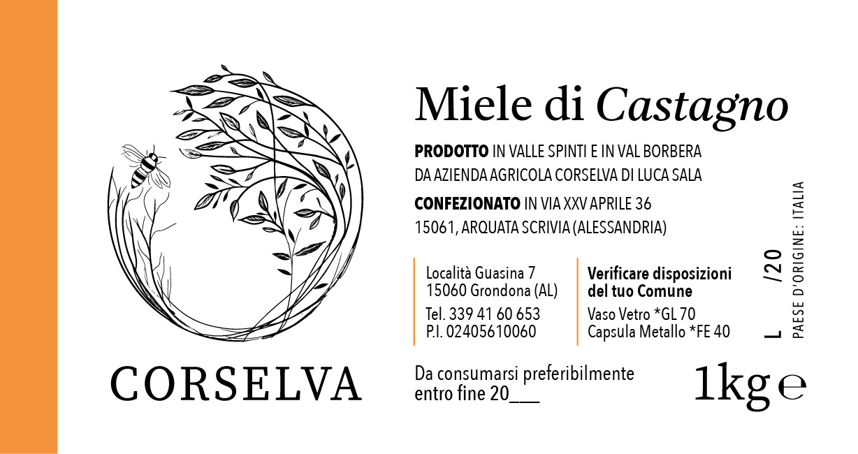 Etichette Corselva - _Miele di Castagno 1kg
