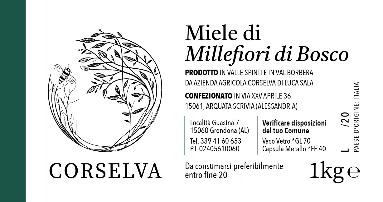 Etichette Corselva - _Miele di Millefiori di Bosco 1kg